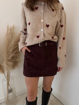 Burgundy suède skirt