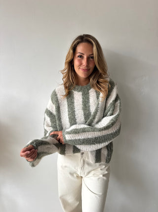 Olive striped knit