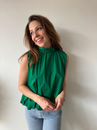 Green open back bow top