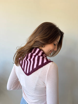Burgundy pink striped scarf