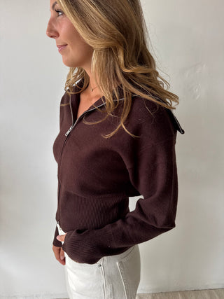 Brown zipper knit