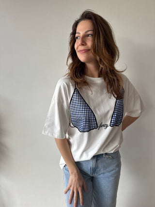 Bikini print white tee