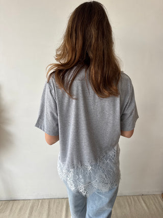lace detail grey tee