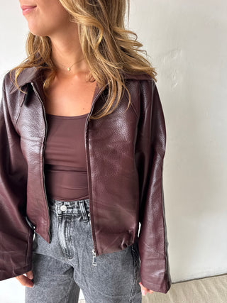 Burgundy leather jacket