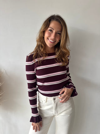 Burgundy pink ribbed top