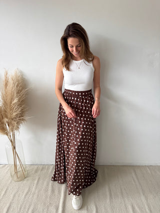 Brown polka dots skirt