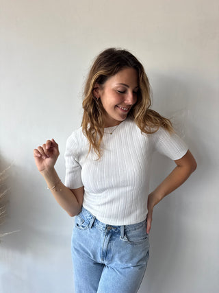 White ribbed top