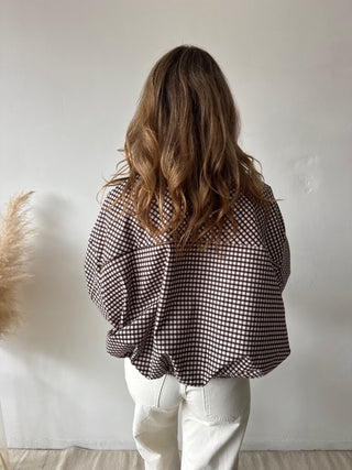 Brown checked zipper jacket