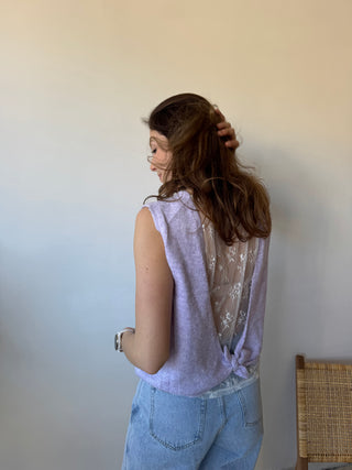 Lila flowered open back knit