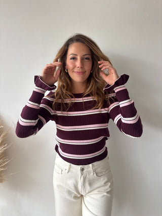 Burgundy pink ribbed top
