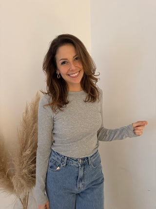 Basic light grey ribbed top