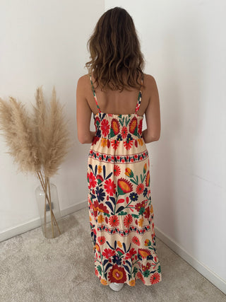Colorful flowers maxi dress