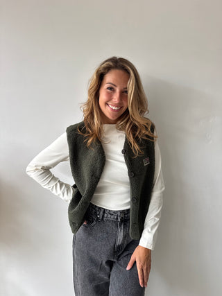 Green teddy vest