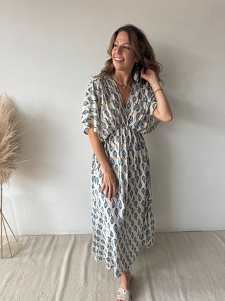 Blue leaves maxi dress