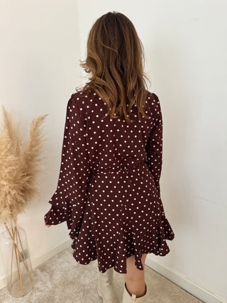 Polka dot brown dress