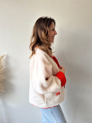 Orange teddy reversible jacket