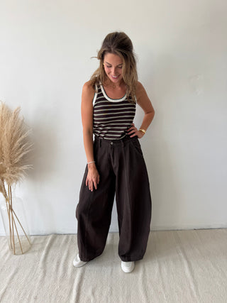 Brown barrel pants