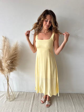 Yellow midi dress