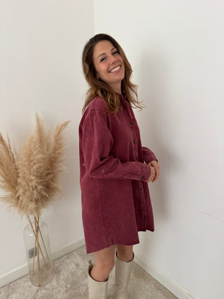 Burgundy denim dress