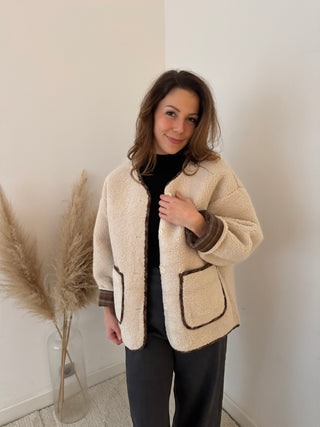 Beige teddy jacket