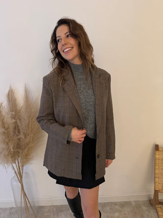 Brown checked blazer