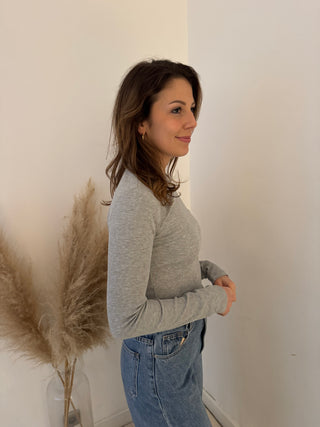 Basic light grey ribbed top