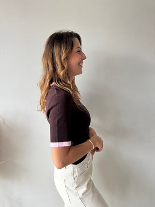 Heart detail brown top