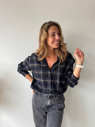Blue brown checked shirt