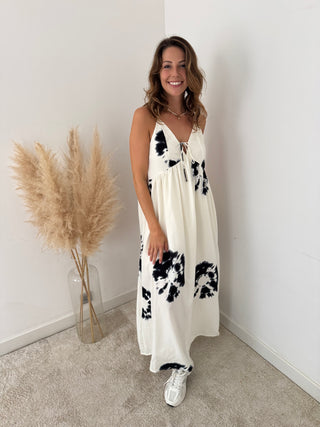Black white tie dye dress