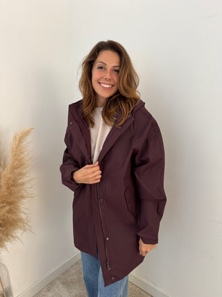 Burgundy rain jacket