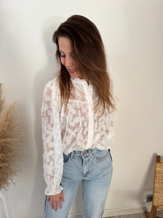 White flowered blouse