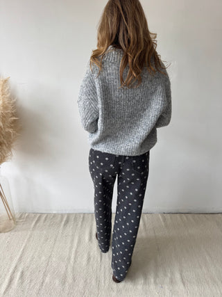 Grey polka dots denim