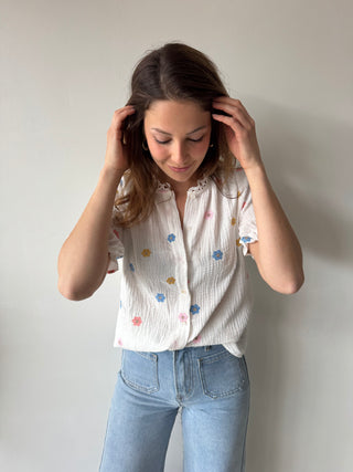 Colorful flowers white top