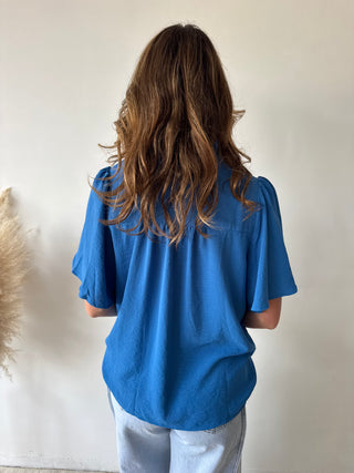 Cobalt flowy blouse