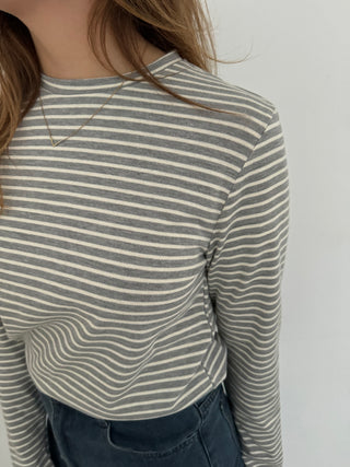 Grey white striped t-shirt