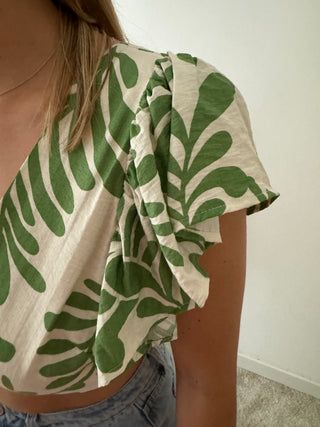 Green leaves crop top