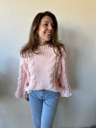 Pink cable knit