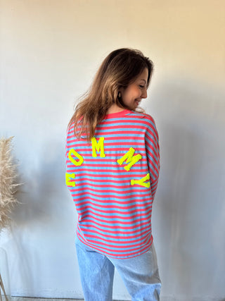 Yellow mommy striped sweater