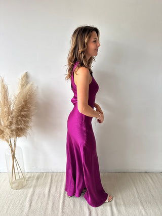 Purple silky dress