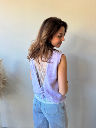 Lila flowered open back knit