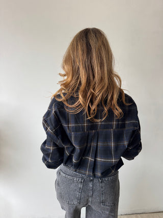 Blue brown checked shirt