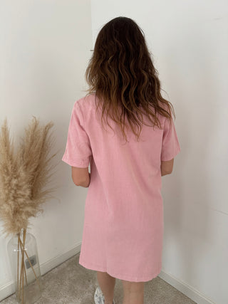 Pink denim dress
