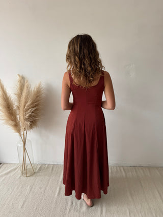 Terracotta flare maxi dress