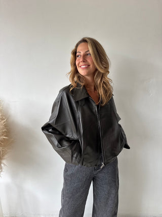 Coffee leather jacket