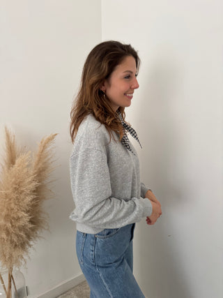 Simple grey scarf sweater