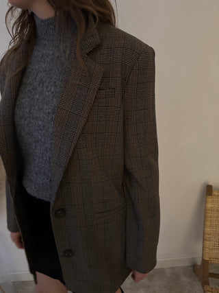 Brown checked blazer