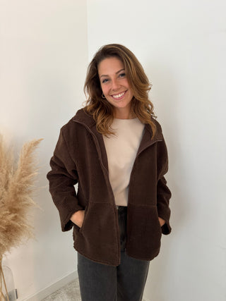 Brown teddy vest