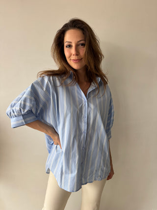 Blue white striped blouse