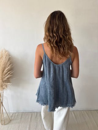 Blue linen top