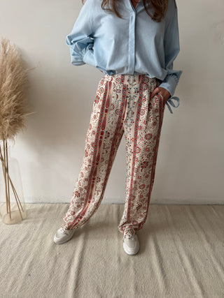 Terracotta flowers summer pants